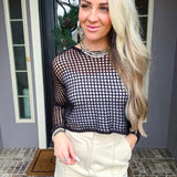 Coastal Ease Open Knit Top - Black