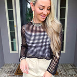 Coastal Ease Open Knit Top - Black