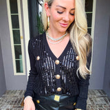 Rich Behavior Sequin Cardigan