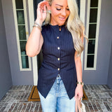 Set In The City Pinstripe Top