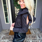 Wall Street Siren Blouse W/Tie - Black