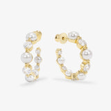 She's an Icon Pearl Hoops 1" - Gold