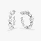 She's An Icon Pearl Hoops 1" - Silver