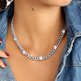 Julian 5 Diamond Necklace 16" - Silver