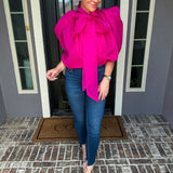 Bow Bombshell Pink Blouse
