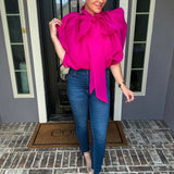 Bow Bombshell Pink Blouse