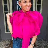 Bow Bombshell Pink Blouse