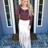 Rodeo Royalty Fringe Skirt - Ivory