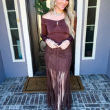 Rodeo Royalty Fringe Skirt - Chocolate