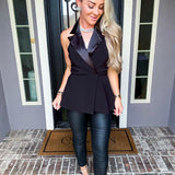 Tuxedo Couture Belted Halter Top