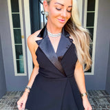 Tuxedo Couture Belted Halter Top