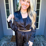 Dangerously Chic Satin Cropped Blazer