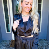 Dangerously Chic Satin Cropped Blazer