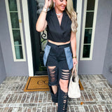 Pure Essence Cropped Blazer - Black