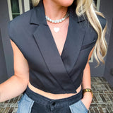 Pure Essence Cropped Blazer - Black