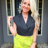 Pure Essence Cropped Blazer - Black