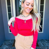 Heartbreaker Off Shoulder Top - Red