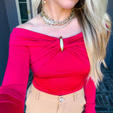 Heartbreaker Off Shoulder Top - Red