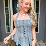 Sweet Grace Plaid Halter Top