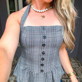 Sweet Grace Plaid Halter Top