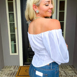 Sunday Drive Off Shoulder Top - White