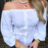 Sunday Drive Off Shoulder Top - White