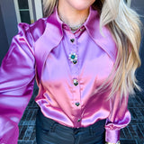 Blush Bombshell Satin Blouse