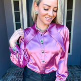 Blush Bombshell Satin Blouse