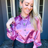 Blush Bombshell Satin Blouse