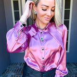 Blush Bombshell Satin Blouse