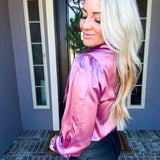 Blush Bombshell Satin Blouse