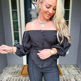 Sunday Drive Off Shoulder Top - Black