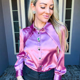 Blush Bombshell Satin Blouse