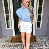 Power Collar Jeweled Blouse