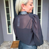Sheer Obsession Faux Leather Collar Blouse