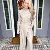 Boardroom Belle Wrap Around Blazer - Mocha