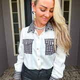French Fashion Tweed Blouse