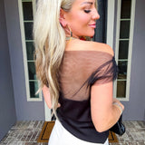 Delicate Glow Off Shoulder Top - Black
