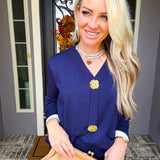 Nautical Nights Gold Button Cardigan