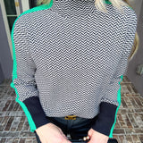 Chevron Luxe Mockneck Sweater