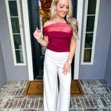 Delicate Glow Off Shoulder Top - Crimson