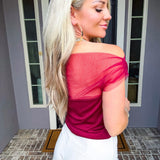 Delicate Glow Off Shoulder Top - Crimson