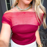 Delicate Glow Off Shoulder Top - Crimson