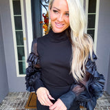 Metro Sleek Detailed Blouse - Black