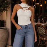 Unrivaled Gold Detail Top - White