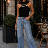 Unrivaled Gold Detail Top - Black