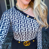 Opulence Obsession Geo Print Top