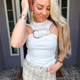 Unrivaled Gold Detail Top - White
