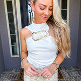 Unrivaled Gold Detail Top - White