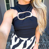 Unrivaled Gold Detail Top - Black